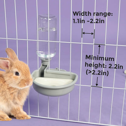 VANNON 16oz Pet Water Bottle, Gravity Dog Water Bowl Dispenser for Cage, Anti-Overflow Water Dispenser for Small Dogs, Cats, Rabbits and Other Small Animals, BPA Free, Grey