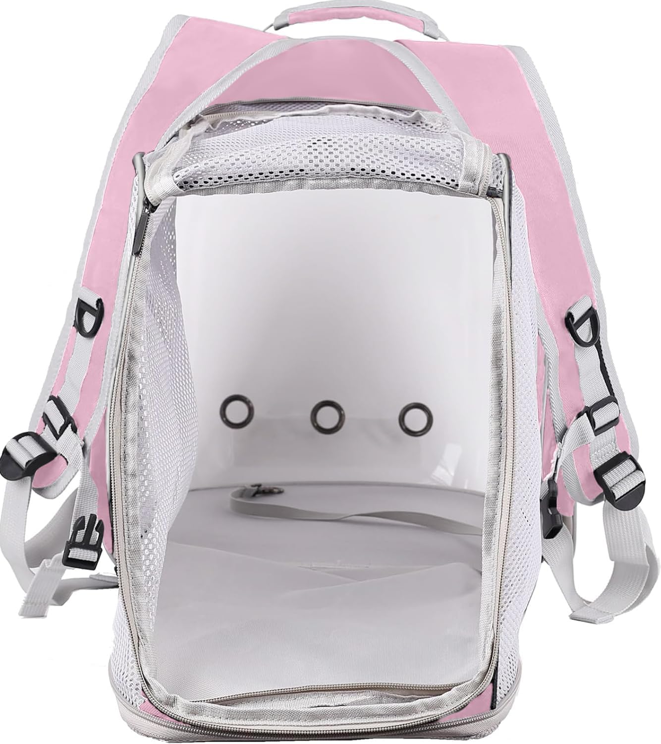 halinfer Dual Extension Pet Backpack Carrier for Large Cat and Small Puppy up to 20 Pounds, Clear Space Capsule Astronaut Transparent Bubble Window Pet Vet Travel Visit Bag