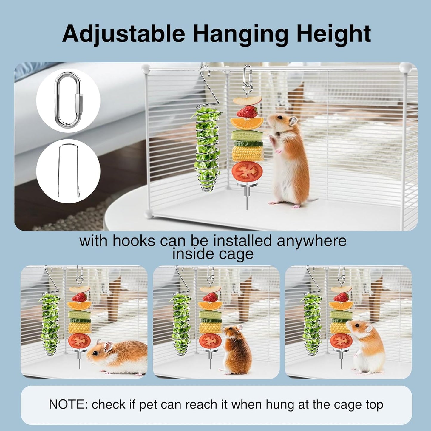 GFZ Rat Foraging Toy - Hanging Chew Slow Feeder Enrichment Interactive toys in hamster cages for Small Pets Like Rabbits, Birds, Guinea Pigs - Easy to Install (2PCS, Small)