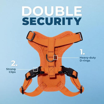 Voyager Step-in Lock Adjustable Cat Harness w. Cat Leash Combo Set with Neoprene Handle 5ft - Supports Small, Medium and Large Breed Cats by Best Pet Supplies - Orange, XS