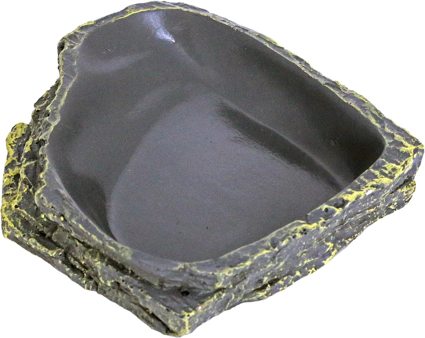 Reptile Rock Corner Water/Food Dish - Amphibians Rock Corner Food/Water Bowl, Made from Premium Non-Toxic Resin - Small Size