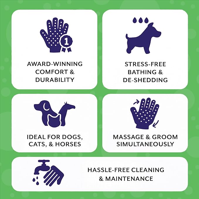 H HANDSON Pet Grooming Gloves - Patented #1 Ranked, Award Winning Shedding, Bathing, & Hair Remover Gloves - Gentle Brush for Cats, Dogs, and Horses (Red, Small)