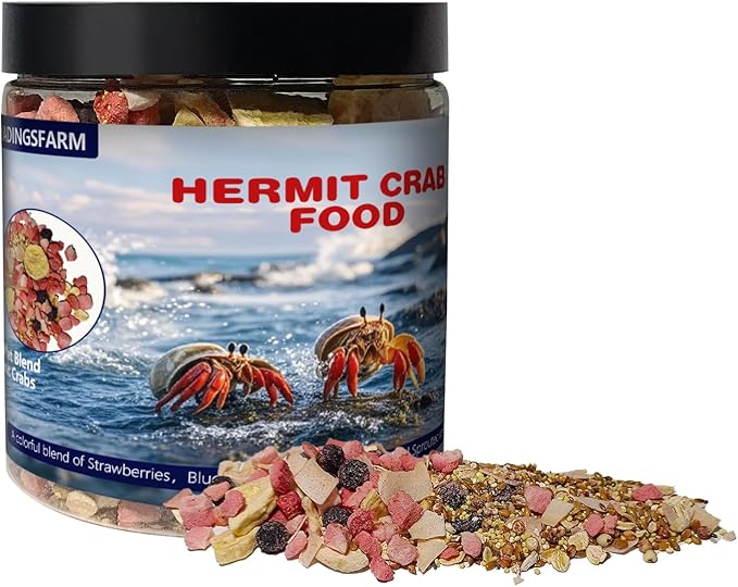 Fruity Buffet Blend Diet, 7.4 oz Food for Hermit Crab, All Natural Hermit Crab Food, High Protein & Nutrient Blend Diet of Oats, Blueberries, Strawberry, Banana Mix for Hermit Crabs.