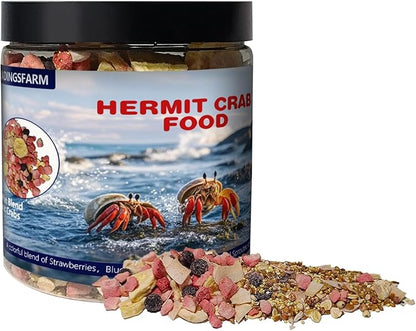 Fruity Buffet Blend Diet, 7.4 oz Food for Hermit Crab, All Natural Hermit Crab Food, High Protein & Nutrient Blend Diet of Oats, Blueberries, Strawberry, Banana Mix for Hermit Crabs.