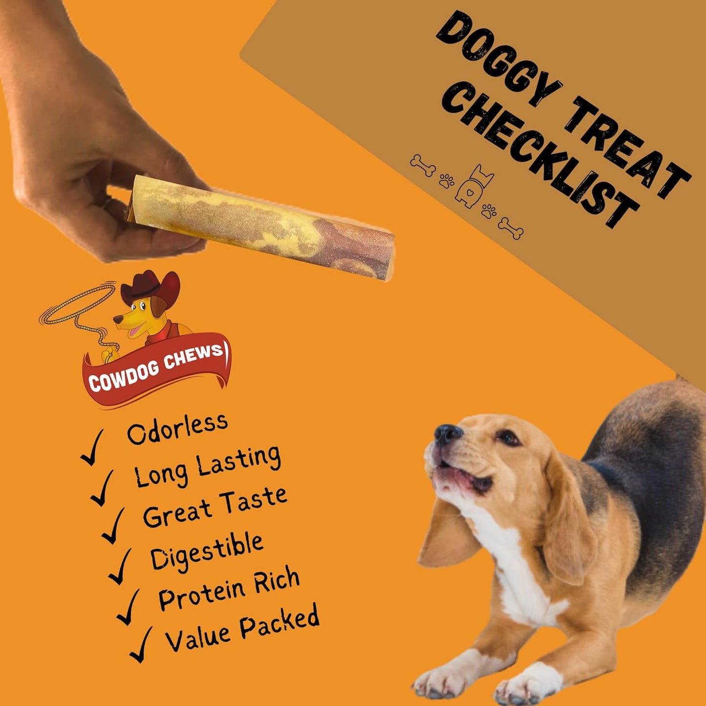 Cowdog Chews Rawhide Gourmet Meaty Rolls 9-10 (10 Pack) Premium Dog Treats with Savory Beef Filling, Long-Lasting Chew for Aggressive Chewers, High-Protein, Natural Ingredients