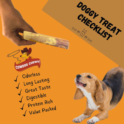 Cowdog Chews Rawhide Gourmet Meaty Rolls 9-10" (20 Pack) – Premium Dog Treats with Savory Beef Filling, Long-Lasting Chew for Aggressive Chewers, High-Protein, Natural Ingredients