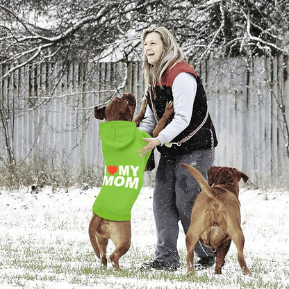 GreenJoy Dog Sweater Dog Hoodie Cold Weather Coat Hooded Sweatshirt for Puppies,Cats, Small Medium Large Dogs (Green(I Love My Mom), Small)
