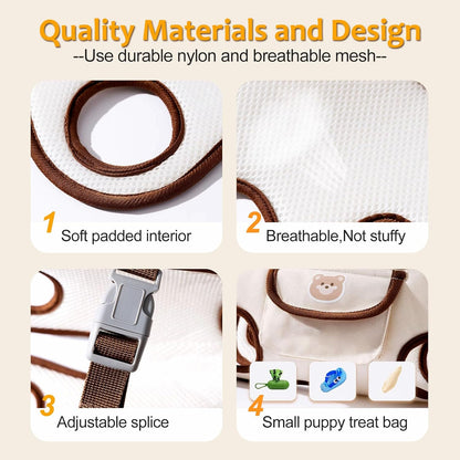 Snuggle Sling Dog Carrier, Adjustable Full Body Lift Harness for Small Dogs and Cats, Portable Breathable Pet Carrier Backpack with Hands-Free Shoulder and Treat Bag(Medium)