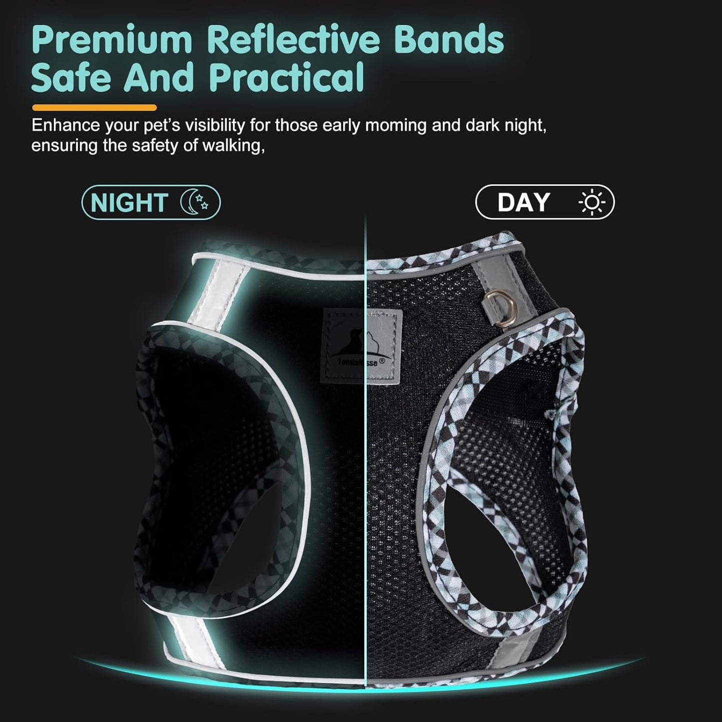 Dog Harness & Leash Set - No Pull Soft Breathable Small Dog Harness, Adjustable Reflective Step-in Vest for Puppy, Kitten, Cats