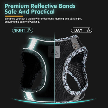 Dog Harness & Leash Set - No Pull Soft Breathable Small Dog Harness, Adjustable Reflective Step-in Vest for Puppy, Kitten, Cats