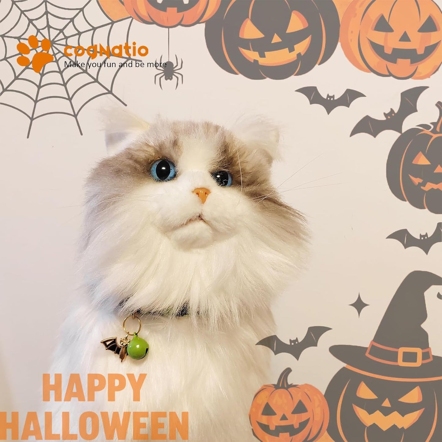 2 Pack Cotton Breakaway cat Collars with Bell,Safety Quick Release Pendant Cute Kitten Collar,Adjustable 20-30cm (Halloween2, 20-30cm)