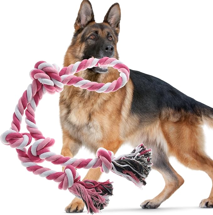 Rope Toy for Dogs，Large Dog Rope Toys for Aggressive Chewers, Heavy Duty Dog Toys for Large Medium Breed, Indestructible Tough Chew Toys Tug of War Dog Toy Cotton Rope for Teeth Cleaning