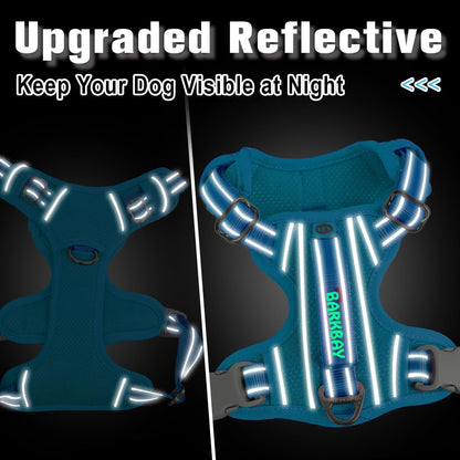 BARKBAY Dog Harness No Pull with ID Tag Pocket - Heavy Duty, Reflective, Easy Control for Large Dogs(Blue,XS)