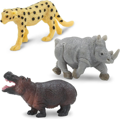 Safari Ltd. Good Luck Minis Savanna Fun Pack - 8 Mini Figurines of Savanna Wildlife Animals - Educational Toy for Boys, Girls, and Kids Ages 5+