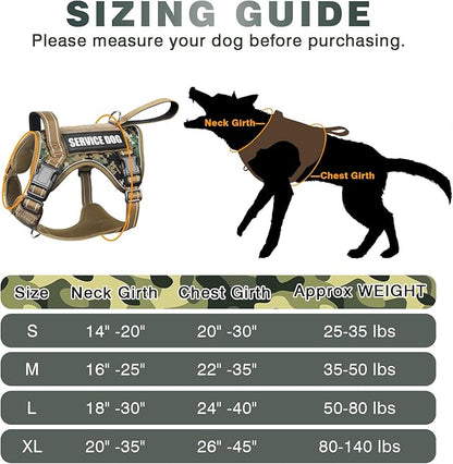 WINSEE Tactical Dog Harness, No Pull Dog Harness for Medium Large Dogs with Handle & Molle, Military Service Dog Vest Harness in Training Pet Harness for Small Dogs