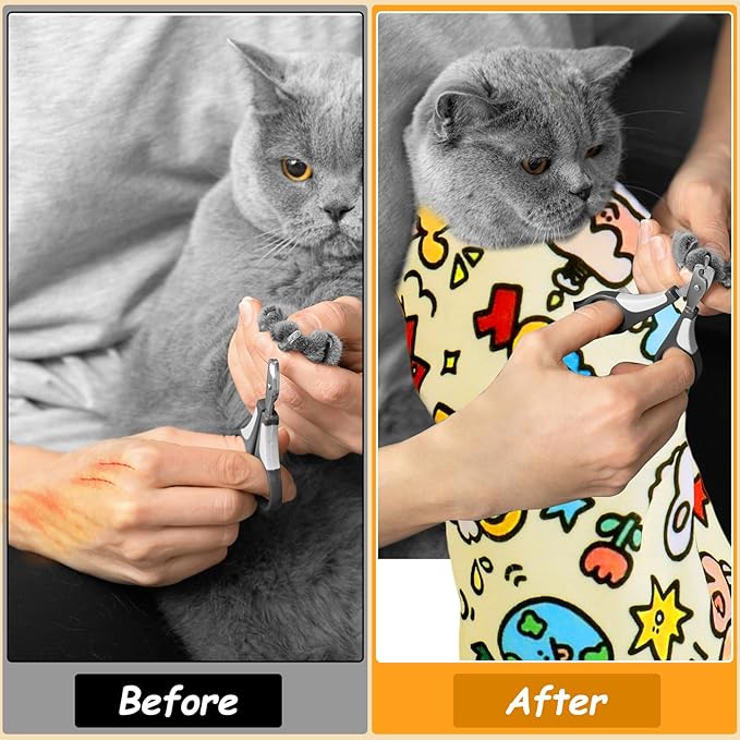 BABORUI Cat Grooming Wrap for Cutting Nails - Self-Adhesive Cat Swaddle Wrap with Nail Clipper Nail Cover, Anti-Scratch Cat Burrito Wrap for Nail Trimming, Cat Grooming Supplies