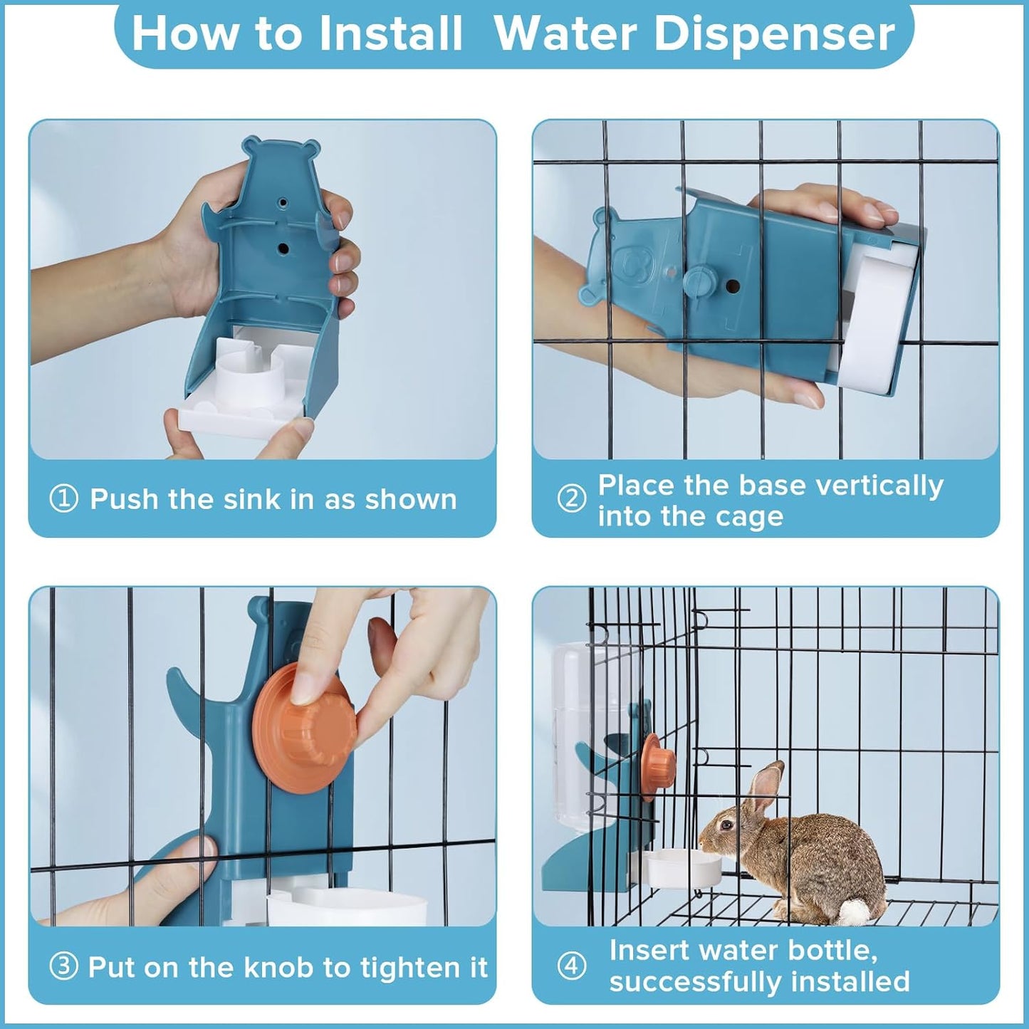 Kenond 17 oz Pet Water Bottle,Guinea Pig No Drip Water Bowl for Cage,Hanging Automatic Gravity Water Dispenser for Small Animals Rabbit Hedgehog Chinchilla Bunny Bird Canary Budgies