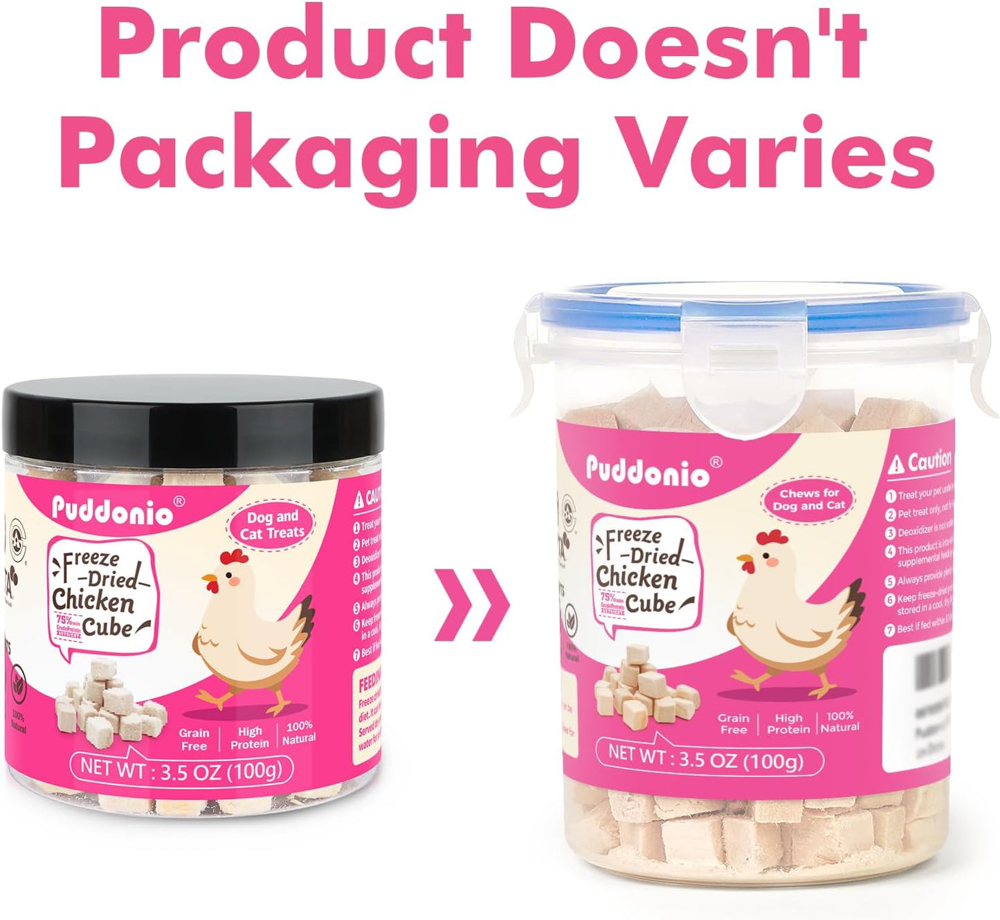 Freeze Dried Cats & Dogs Raw Treats, All Natural Single Ingredient Chicken Breast, High Protein Healthy Pet Training Treats or Food Topper, 3.5 oz