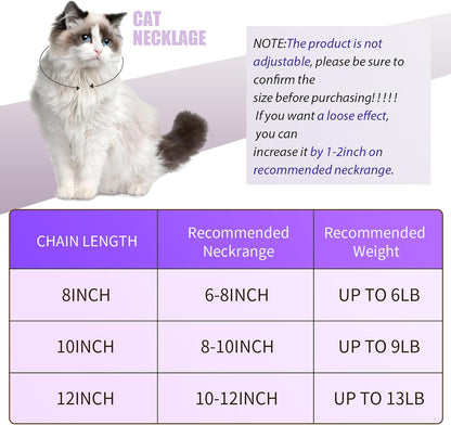 Hillban Cat Collar Diamond Chain Glitter Collar Walking Metal with Secure Buckle Cat Pet Necklace with Paw Charm and ID Tag Bell Link Cuban Jewelry Accessories(10 Inch,Steel Black, Purple)