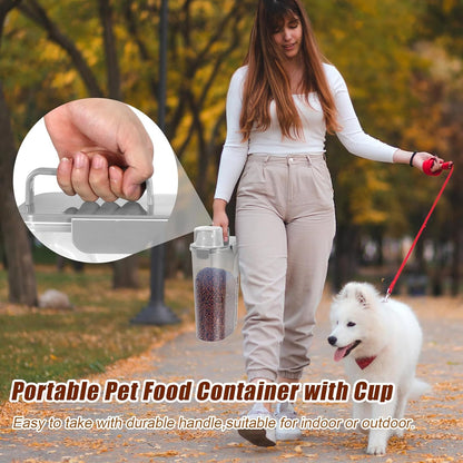 TBMax Dog Cat Food Storage Container 5 to 7 lbs, Airtight Pet Food Dispenser with Easy-Pouring Spout & Measuring Cup, Portable Kibble Container for Travel Dog Food Storage