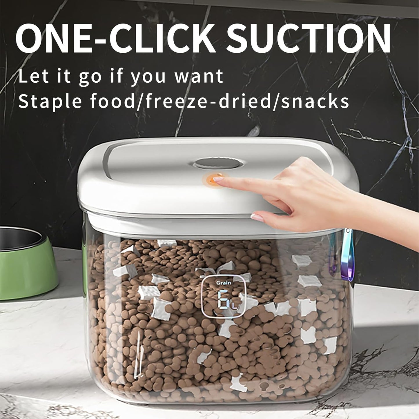 Vacuum Sealed Pet Food Storage Container - 6L/12L Airtight Bucket for Cat & Dog Food, Also for Rice & Grains, Pest-Proof (6L)