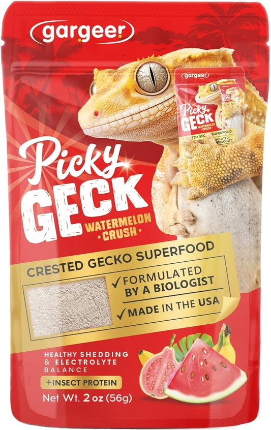 'Picky Geck' Watermelon Crush - Premium Crested Gecko Food | Hydration & Circulation Support with Bee Pollen & Coconut | No Fillers - Only Premium Ingredients | 2oz | Made in USA. Enjoy!