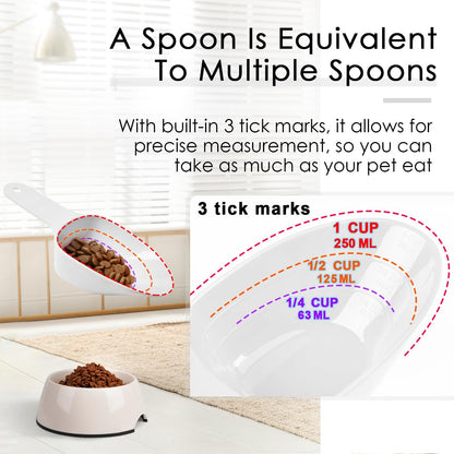 Dog Food Scoop-Melamine Pet Food Measuring Cup - 1 Cup 1/2 Cup 1/4 Cup Dog Cat Bird and Rabbit Food Feeding Scoop Dishwasher Safe - White