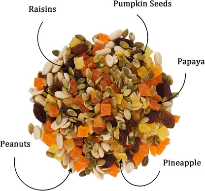 Pleasantly Warm Tropical Fruit & Nut Mix - 10oz Chinchilla Food, Suitable for Rabbits, Guinea Pigs, Sugar Gliders & Small Herbivores