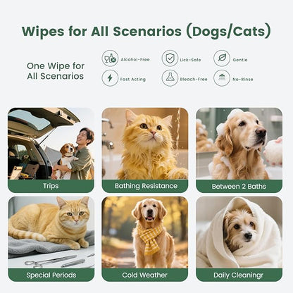 Gardner Pet Extra Thick Pet Glove Wipes for Dogs and Cats, Dog Wipes Cleaning Deodorizing Bath Wipes, Dog Wipes for Paws and Butt, Grooming Cat Wipes, Puppy Wipes, Unscented 8 PCS