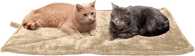 Furhaven ThermaNAP Self-Warming Cat Bed for Indoor Cats & Large/Medium Dogs, Washable & Reflects Body Heat - Quilted Faux Fur Reflective Bed Mat - Cream, Large
