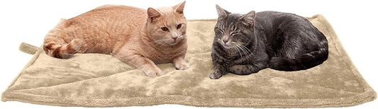 Furhaven ThermaNAP Self-Warming Cat Bed for Indoor Cats & Large/Medium Dogs, Washable & Reflects Body Heat - Quilted Faux Fur Reflective Bed Mat - Cream, Large