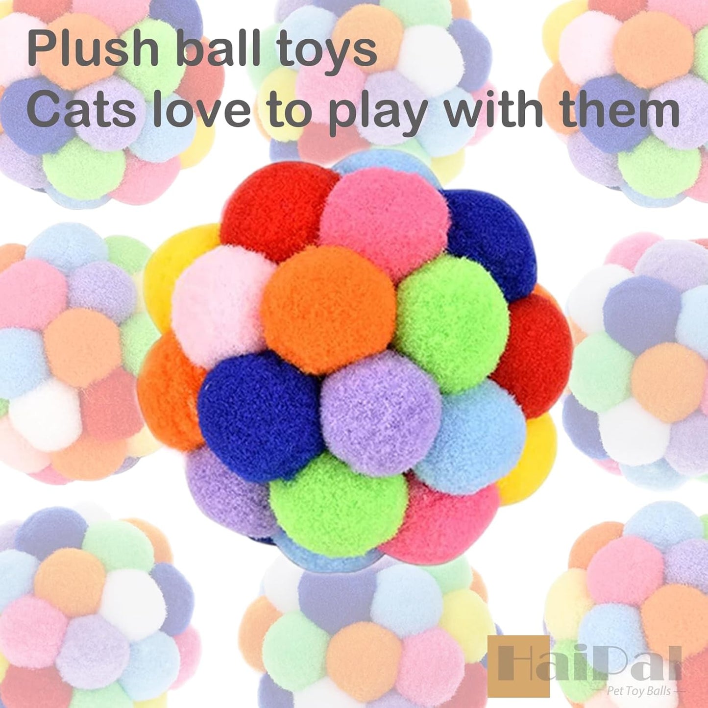 Cat Toy Balls 9PCS - 1.75" Plush Washable Balls for Kittens | Ultra-Soft Chew Toys, Noiseless Interactive Play, Durable Fuzzy Cat Toys for Indoor Cats with Vibrant Colors