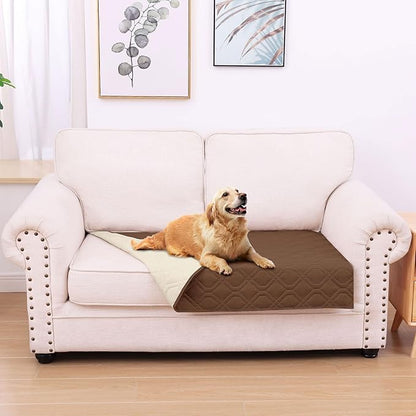 hyha Waterproof Dog Bed Blanket, Soft Pet Blankets, Waterproof Couch Cover for Dogs, Reversible Sofa Covers Washable for Furniture (30x53 Inch, Brown/Beige)