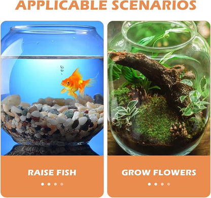 Balacoo Fish Bowl Plastic Transparent Round Fish Tank Desktop Small Aquarium Clear Bubble Bowl Goldfish Turtle Tank Hydroponic Planter Container