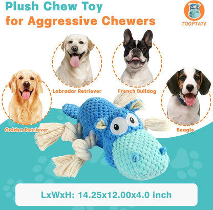 Squeaky Dog Toys - Plush Stuffed Animal Dog Toys for Large, Medium, Small Dogs to Keep Them Busy (Blue, Large)
