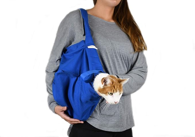 Cat-in-the-Bag Cozy Comfort Carrier - Small Cobalt Blue Cat Carrier Soft for Grooming, Vet Visits, Medication Administration, Dental Care, Nail Trimming, and Car Travel