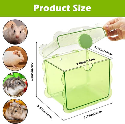 Portable Hamster Travel Cage,Dwarf Hamster Carrier Cages with Water Bottle Breathable Small Animal Outgoing Carry Case for Mice, Dwarf Hamster,Sugar Glider,Gerbils(Green)