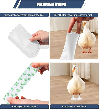 20 Pcs Disposable Boots for Real Duck Feet, Bumble Foot for Duck Supplies with Blue Bandage, Large Size (Green-L)