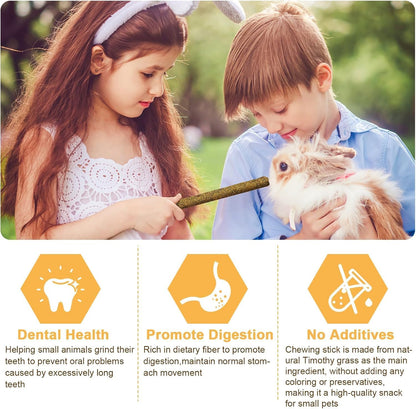 VESPRO 208Pcs Rabbit Chew Sticks, Guinea Pig Toys, Natural Timothy Grass Molar Teeth Stick, Mixing Flowers, Roses, Calendula and Forget Me Not, Small Animals Treats