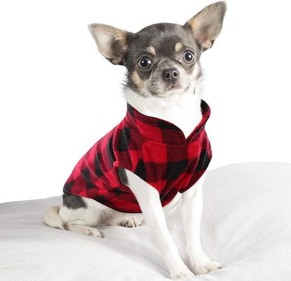 KAMA BRIDAL Spring Autumn Winter Coat Pullover Fleece Vest for Cats Small and Medium Dogs Thin Sweater Red & Black Plaid (Red, XXS)