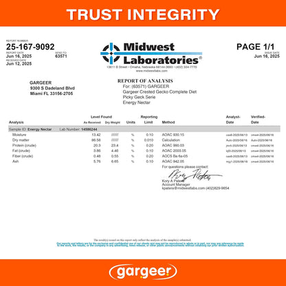 'Picky Geck' Energy Nectar - Premium Crested Gecko Food | Calcium-Rich Fruit Formula for Bone Strength & Energy Support | No Fillers - Only Premium Ingredients | 2oz | Made in USA