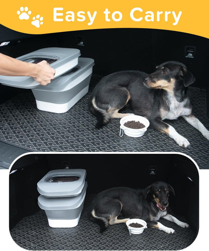 10-13 Lbs Dog Food Stroage Container, Collapsible Dog Food Containers with Airtight Lid, Pet Food Scoop and Silicone Dog Bowl, Pet Food Storage Container Dry Food for Dog, Cat and Other Pets