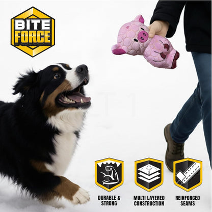 Bite Force -Durable & Strong Dog Toy Pig with Squeaker, Kevlar-Reinforced for Aggressive Chewers for Small Medium Large Dogs - Green.