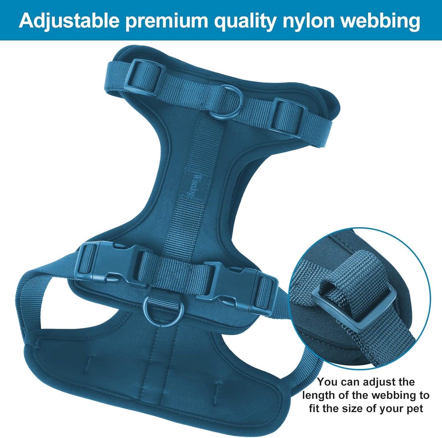 No Pull Lightweight Dog Harness: Adjustable Durable Breathable Mesh Pet Vest Harness with Soft & Comfortable Cushion, for Small Medium Large Dogs (L, Navy)