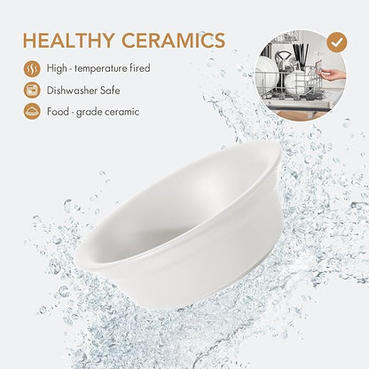 Ceramic 8.7-inch Raised Double-Bowl Set with Non-Slip Stand, Food & Water Dishes for Large Dogs, Wide Opening with Rounded Edges(Matt White)