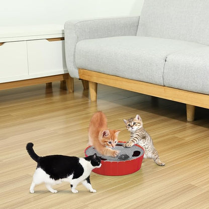 Pawaboo Interactive Cat Toy with Running Mouse, Electronic Motion Cat Toy Automatic Teaser for Indoor Cats, Pop and Play Hide Seek Cats Toys Hunting Mouse for Pet Cats Kitten Play Fun Exercise, Red