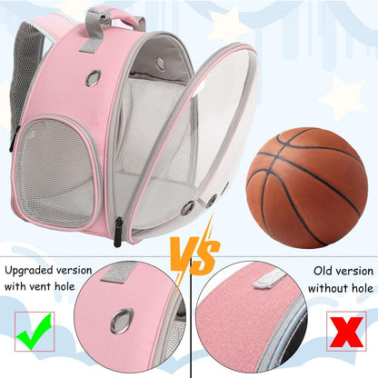 Guinea Pig Carrier, Clear Bubble Window for Guinea Pig, Bunny Rat Bird (Pink, Backpack)