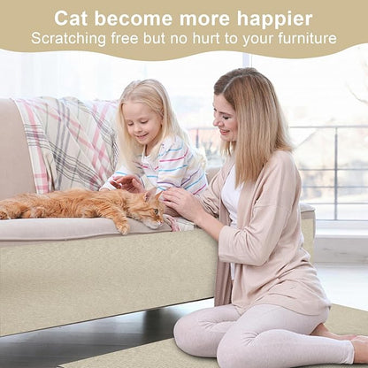 Upgrade Cat Scratch Furniture Protector, Trimmable Adhesive Couch Corner Scratcher Protector from Claws, DIY Cat Proof Sofa Cover Anti-Scratch Furniture Guards for Indoor (Beige, 47.2 * 15.8)