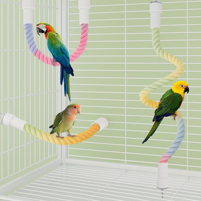 3Pcs Rope Perches for Bird Cages, Bendable Climbing Rope Cage Accessory Toy, Perfect for Parrots Cockatiels & Budgies, BirdToys, Swings & Ladders for Medium Birds