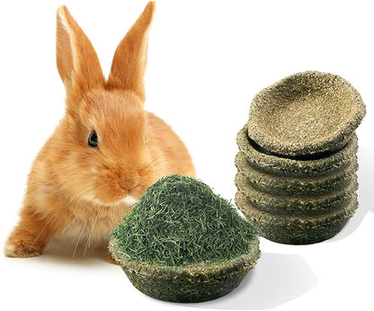 5 Pack Furry Timothy Hay Chewing Bowl for Guinea Pig & Bunnies,Edible Guinea Pig Food,Guinea Pig Toys, Bunny Toys